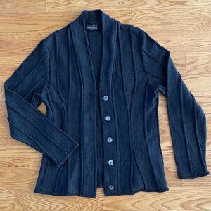SPADAFORA long sleeve cardigan sweater. Extra fine Merino wool. Dark grey/black.